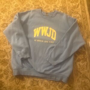 Gildan Blue Sweatshirt with Yellow Print